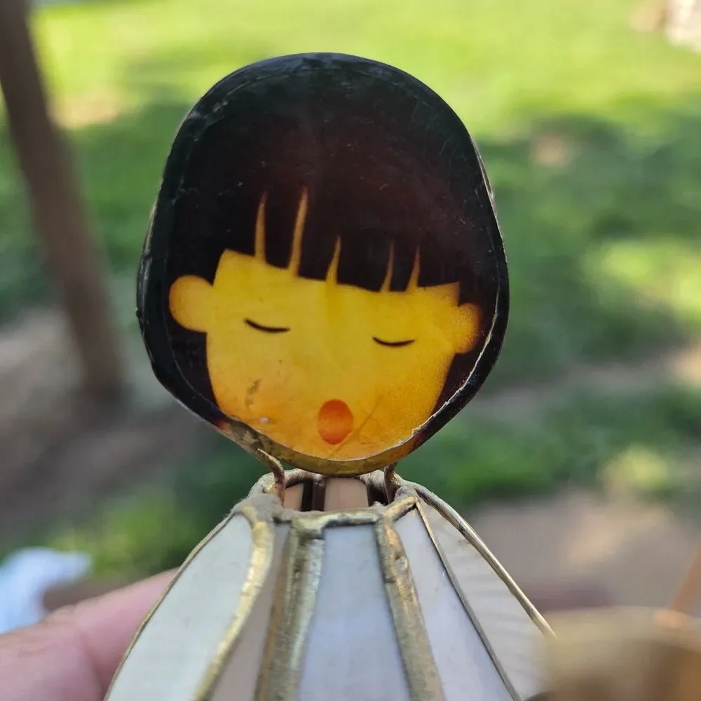 Vintage Capiz Shell Angel Choir Shelf Sitter Figurine Hand Painted Face 6.5